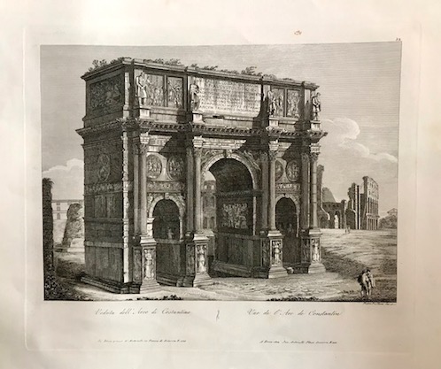 Parboni Pietro (attivo a Roma nella prima metà  del XIX Secolo) Veduta dell'Arco di Costantino - Vue de l'Arc de Constantin 1829 Roma 